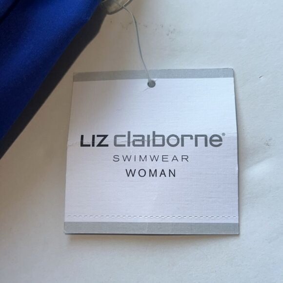 Liz Claiborne Womens Halter One-Piece Swimsuit Size 24W Royal Blue Nylon Blend - Picture 11 of 11